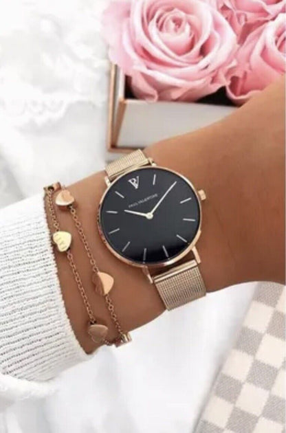 PAUL VALENTINE - PEARL ROSE GOLD MESH - roségold / 32 MM Neu mit Etikett 32211