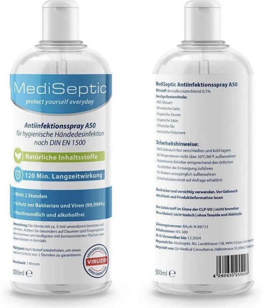 MediSeptic Antiinfektionsmittel 2x 500ml Desinfektionsmittel Langzeitwirkung