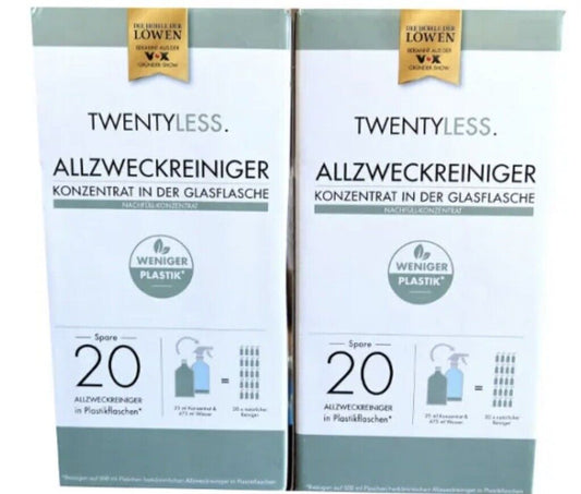 TWENTYLESS Allzweckreiniger-Konzentrat Nachfüller 2x 500 ml Glasflasche NEU