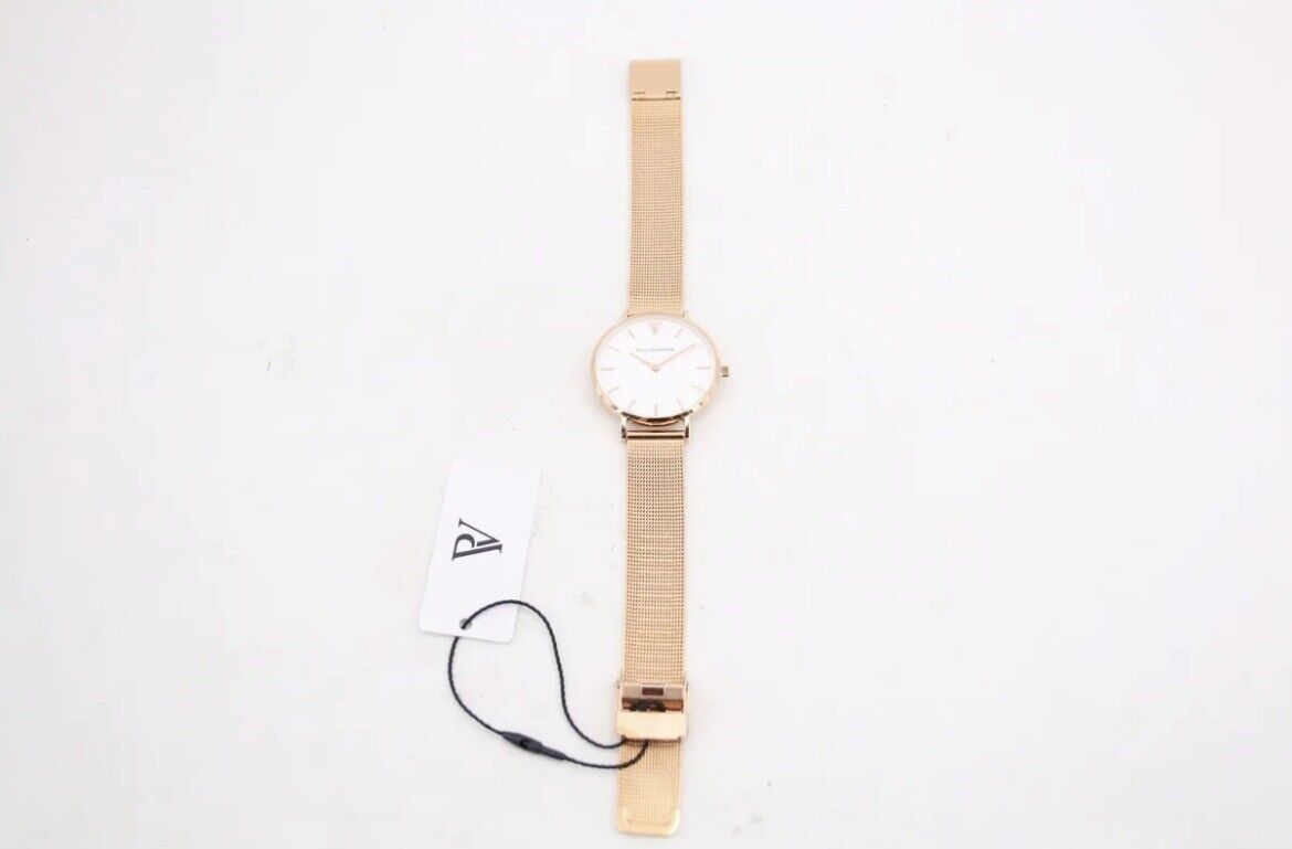 PAUL VALENTINE Damenuhr 32mm MARINA ROSÉGOLD MESH Ziffernblatt weiß 5ATM 32111