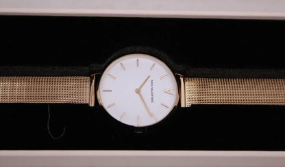 PAUL VALENTINE Damenuhr 32mm MARINA ROSÉGOLD MESH Ziffernblatt weiß 5ATM 32111