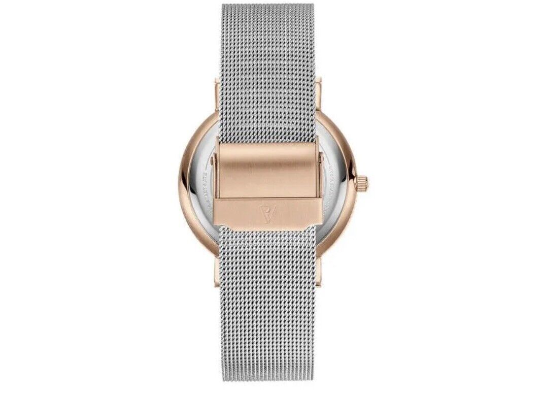 PAUL VALENTINE - ROSÉGOLD SILVER SUNRAY MESH 36MM DAMEN NEU 36461
