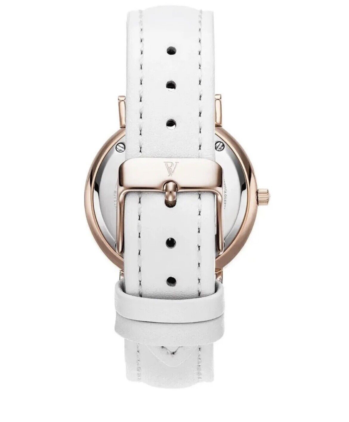 PAUL VALENTINE klassische Damenuhr 36mm Rosegold Lederarmband in weiß NEU 36516