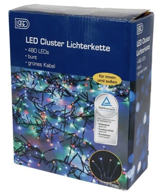 Lichterkette Cluster Beleuchtung 480LED bunt Innen Außen NEU + TÜV