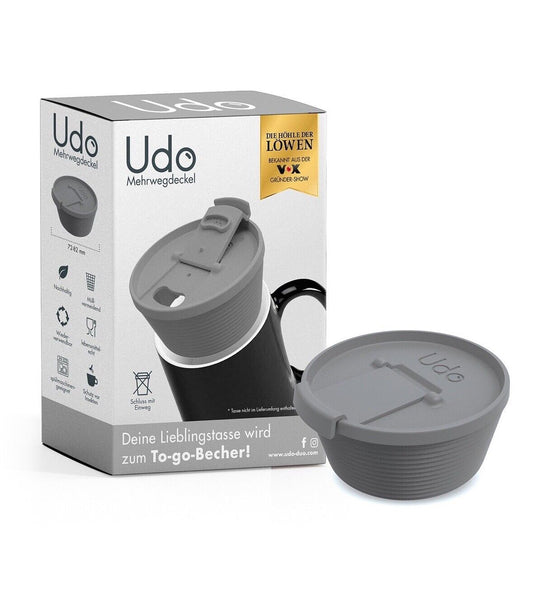 Udo Mehrwegdeckel Lieblingstasse wird zum To-go-Becher Farbe Grau