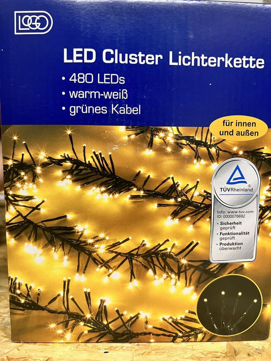 Lichterkette Cluster Beleuchtung 480LED warmweiss Innen Außen NEU+TÜV
